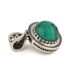 Byzantine Malachite Pendant - 925 Sterling Silver Gold Plated - Image 2