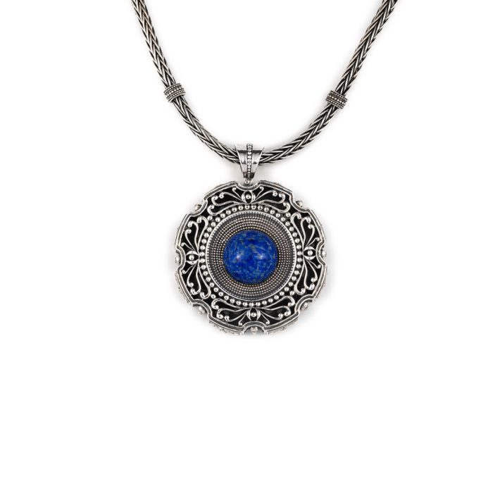Βυζαντινό Μενταγιόν Lapis Lazuli Ασήμι 925 - Yianni Jewelry - Image 1