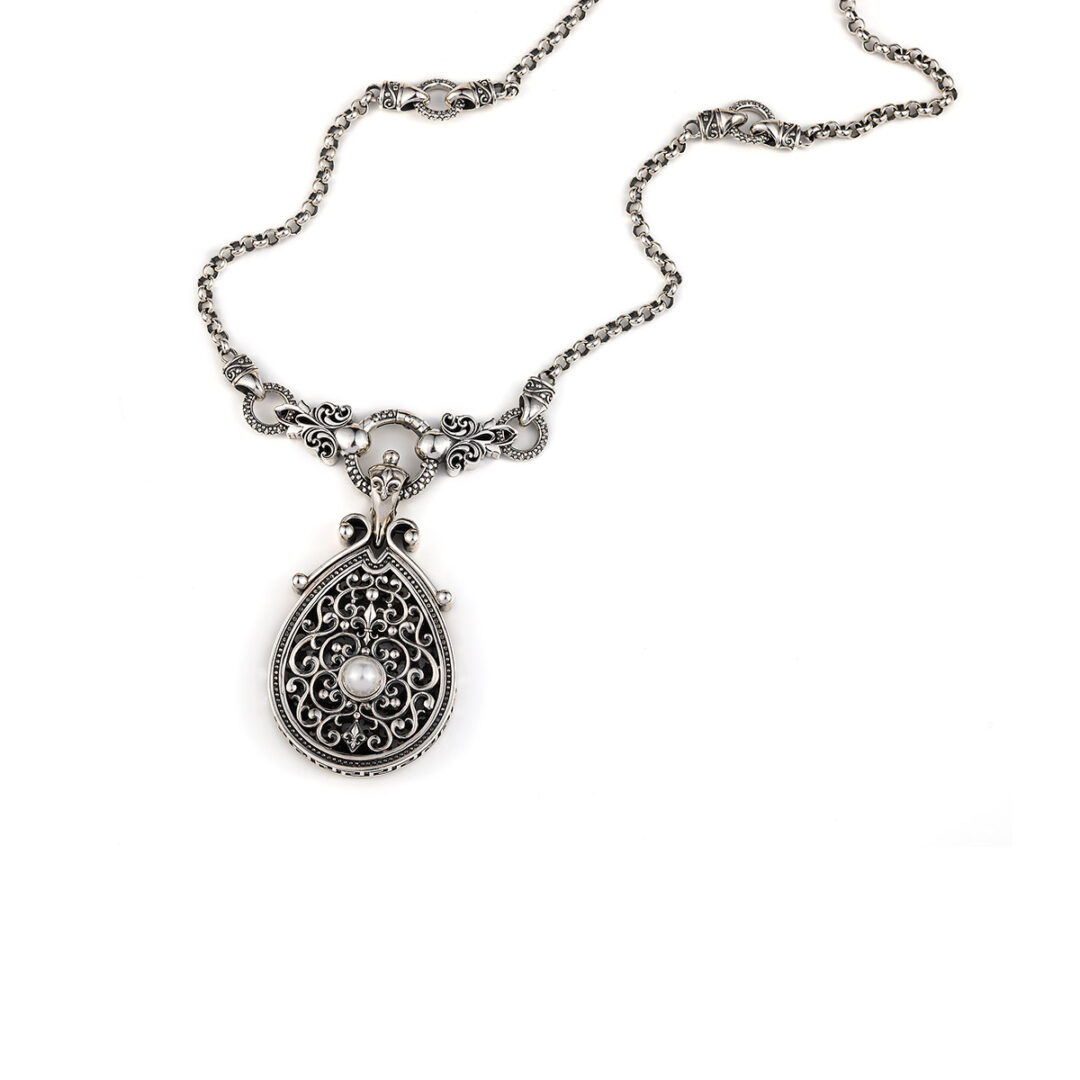 YI-P-02655112c Byzantine Pearl Pendant Ariadne Sterling Silver – Yianni Jewelry - Image 2