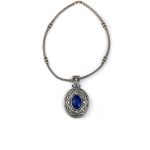 Byzantine Drop Pendant with Lapis Sterling Silver – Yianni Jewelry - Image 3
