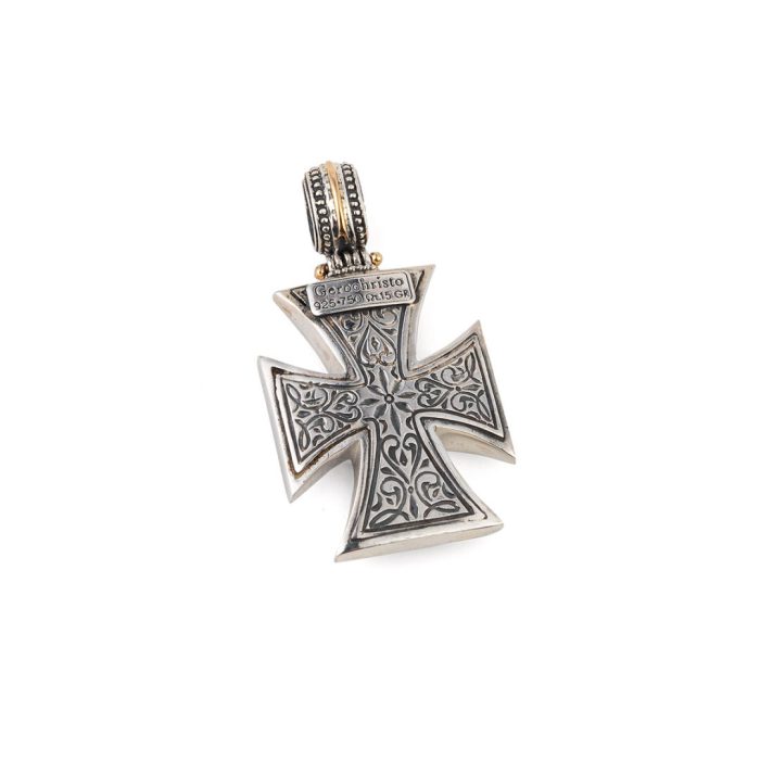 Σταυρός Maltese Patmos από Ασήμι 925 & 18Κ Χρυσό - Image 2