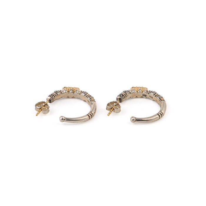 Kassandra Hoops earrings in 18K Gold and Sterling Silver with rubies - Image 2