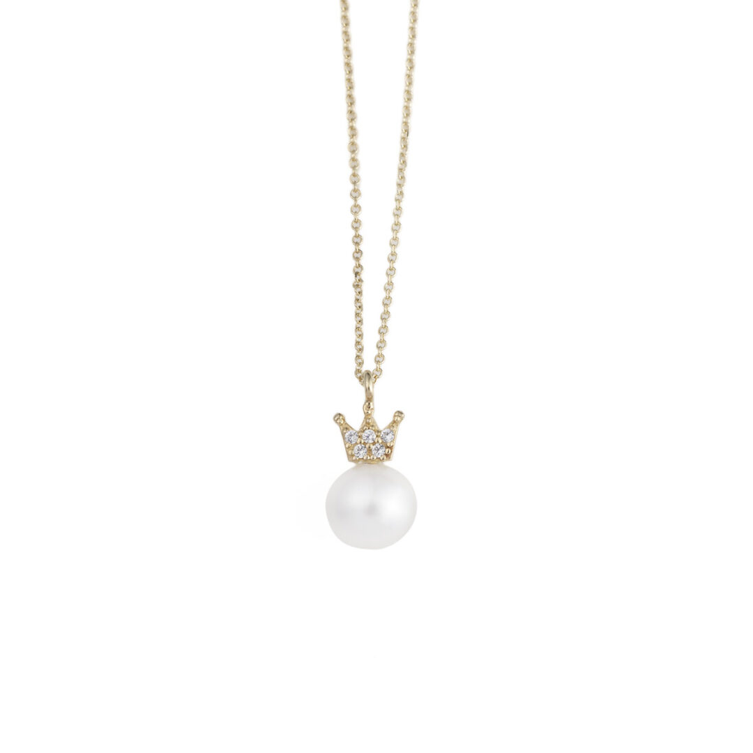 ΤΟ-ΝΕ-07253049 Pearl Crown Necklace – 9K Gold