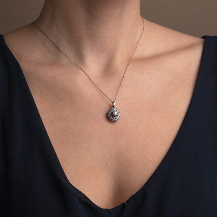 Gerochristo - Garden Shadows Oval Pendant in Sterling Silver - Image 2