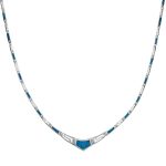 Blue Opal Greek Key Necklace - Sterling Silver - Image 8