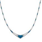 Blue Opal Greek Key Necklace - Sterling Silver - Image 9