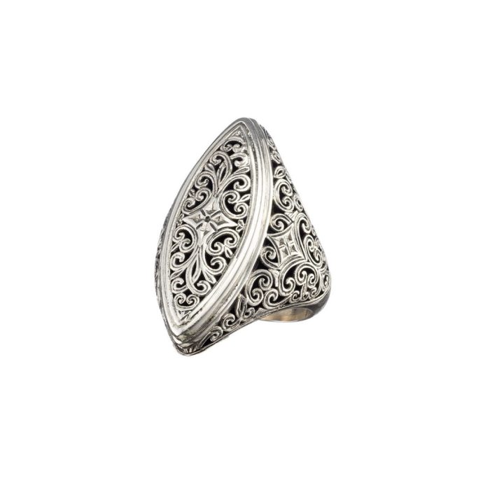 Gerochristo - Mediterranean Marquise shape Ring in Sterling Silver - Image 1