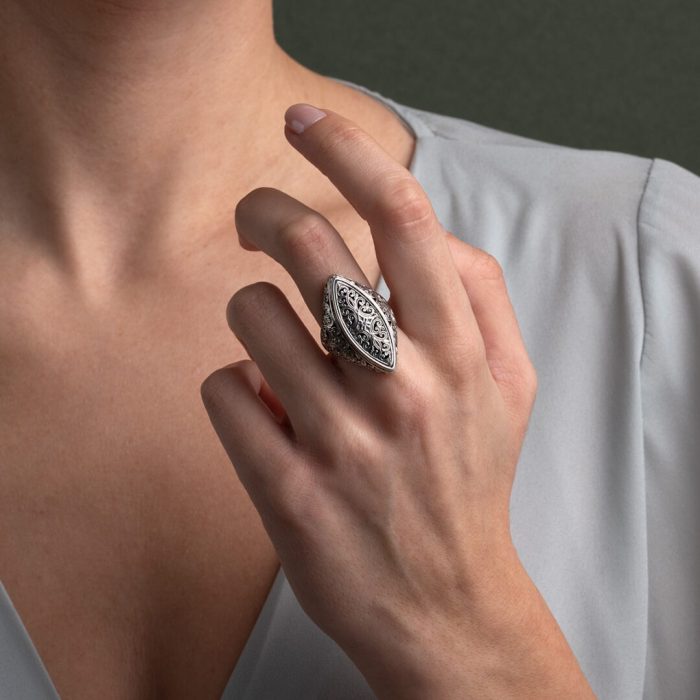 Gerochristo - Mediterranean Marquise shape Ring in Sterling Silver - Image 2