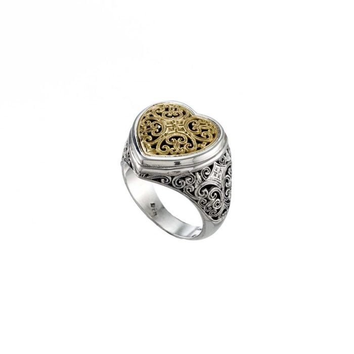 Gerochristo - Mediterranean heart Ring in 18K Gold and Sterling Silver - Image 3