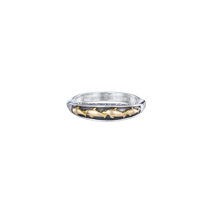Gerochristo - Dolphins ring in 18K Gold and Sterling Silver