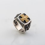 Cross Ring - 14k Solid Gold & Sterling Silver - Image 3