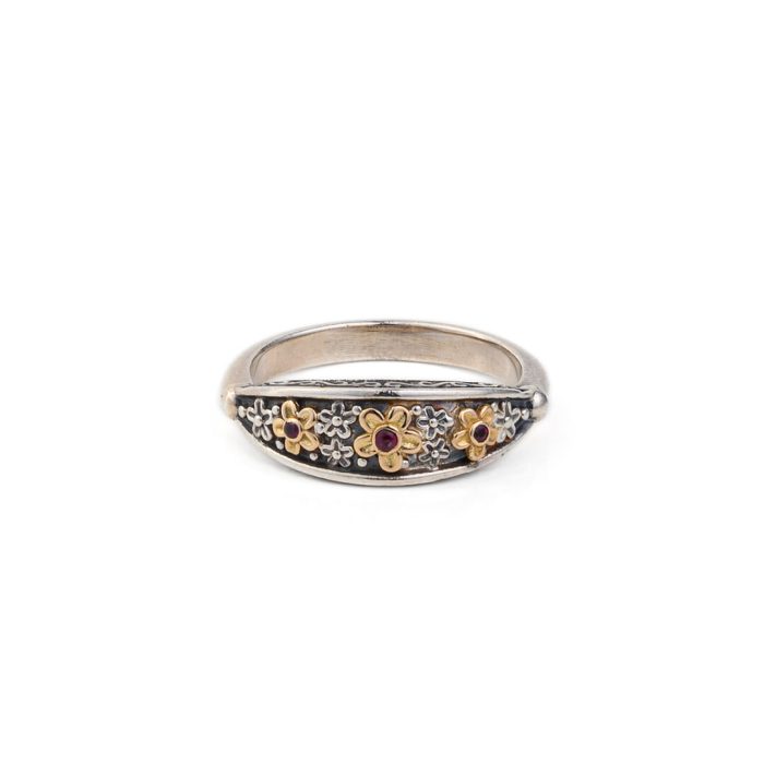 Gerochristo - Anthemis Ring in Sterling silver and 18K Yellow Gold with Rubies - Image 1