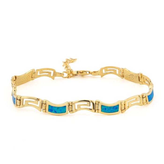 Meander Wave Bracelet – 925 Sterling Silver with Opal - Image 2