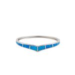 Blue Opal Bangle Bracelet - 925 Sterling Silver