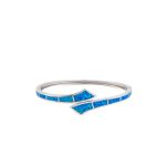 Blue Opal Cuff Bracelet - 925 Sterling Silver