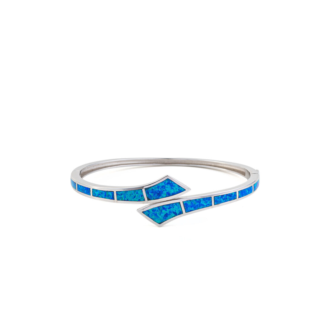37059-S Blue Opal Cuff Bracelet - 925 Sterling Silver