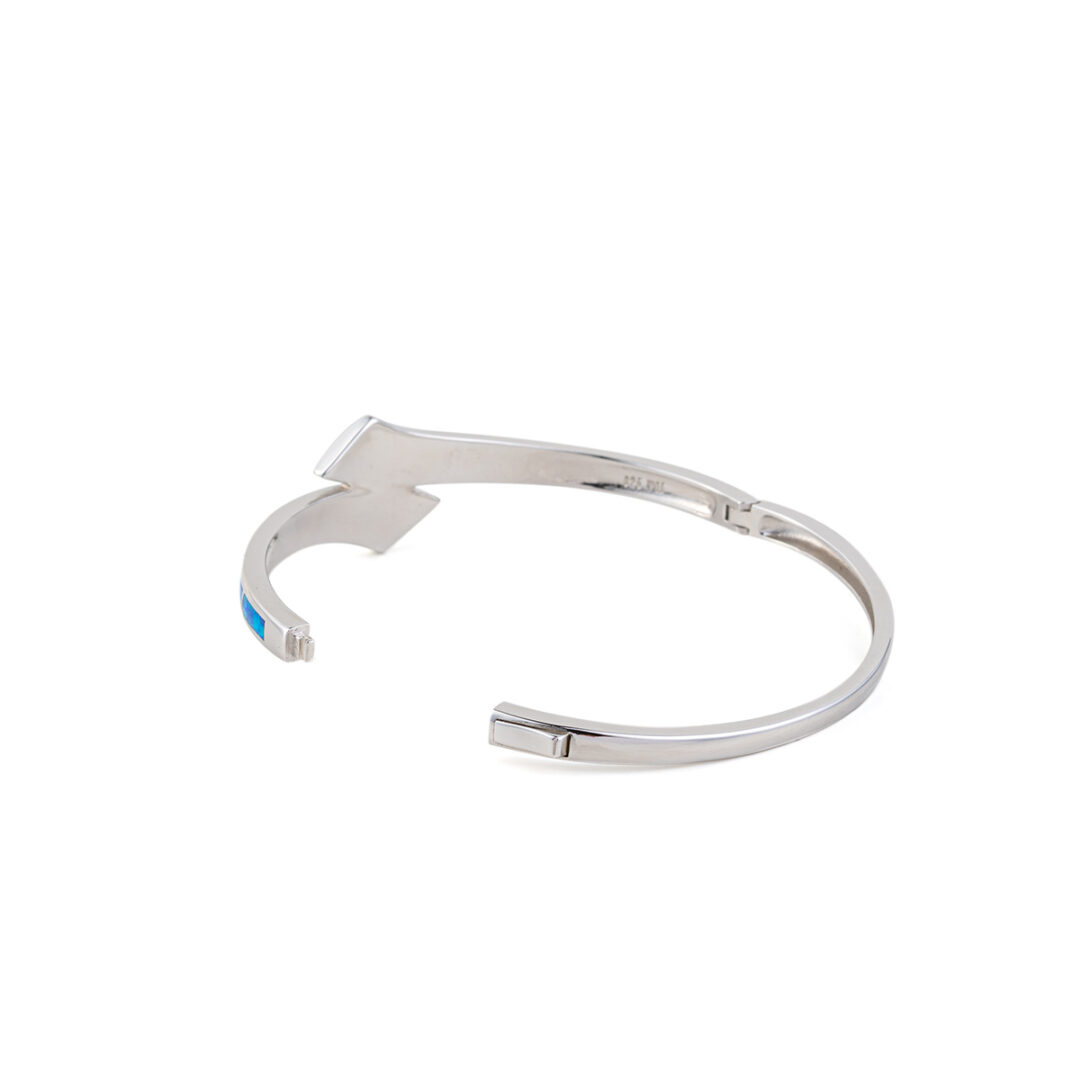 37059-Sb Blue Opal Cuff Bracelet - 925 Sterling Silver - Image 3