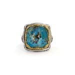 Βυζαντινό Δαχτυλίδι με Turquoise Doublet – Επιχρυσωμένο Ασήμι 925 - Image 3