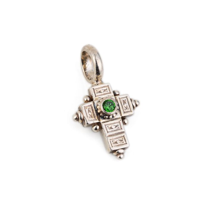 Gerochristo – Cross 925 Sterling Silver with Green Zircon - Image 1