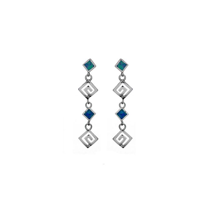 Meander Dangle Earrings – 925 Sterling Silver with Opal - Image 6