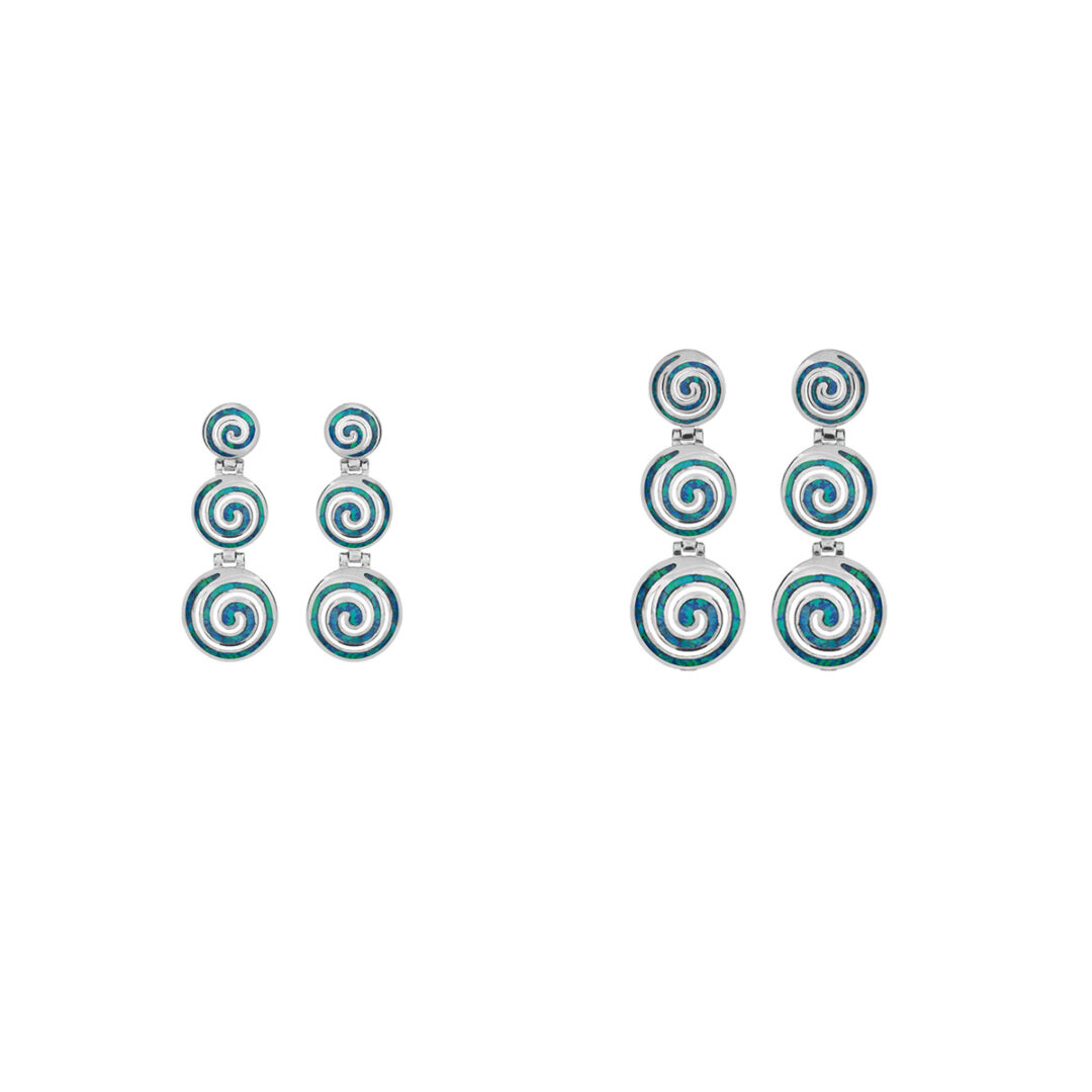 57108-109 Opal spiral silver stud earrings - Image 5