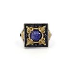 Βυζαντινό Δαχτυλίδι με Doublet Lapis – Επιχρυσωμένο Ασήμι 925