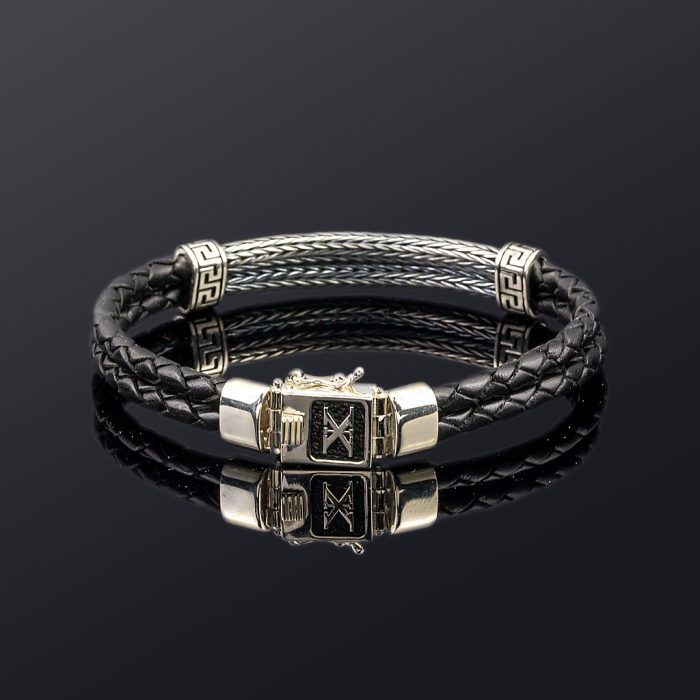 Greek Key Leather Bracelet - Image 4