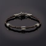 Bracelet with Meander Motif and Braided Genuine Leather - Image 3