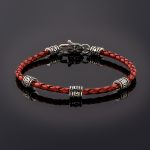 Bracelet with Meander Motif and Braided Genuine Leather - Image 5