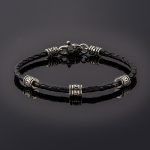 Bracelet with Meander Motif and Braided Genuine Leather