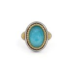 Βυζαντινό Δαχτυλίδι με Amazonite Doublet – Επιχρυσωμένο Ασήμι 925