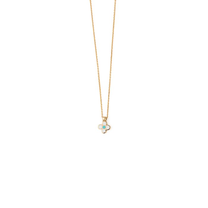 Cross Necklace with Enamel – 14K Gold - Image 3