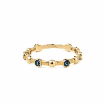 Blue Evil Eye Ring – 14K Yellow Gold
