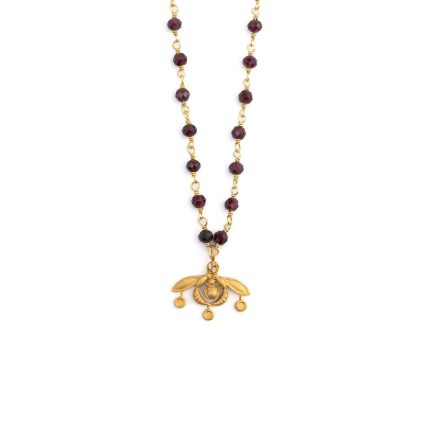 Rosary Necklace with Sterling Silver Cretan Bee Pendant