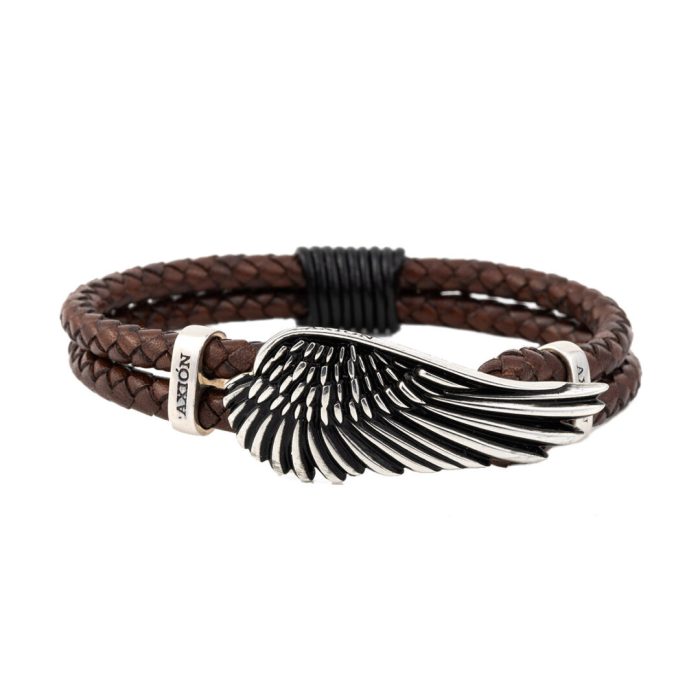 Wing Leather Bracelet - 925 Sterling Silver - Image 1