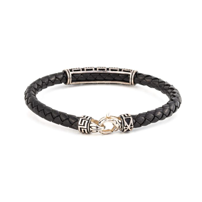 Meander Leather Bracelet - 925 Sterling Silver - Image 3