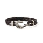 Leather Hook Bracelet - Sterling Silver