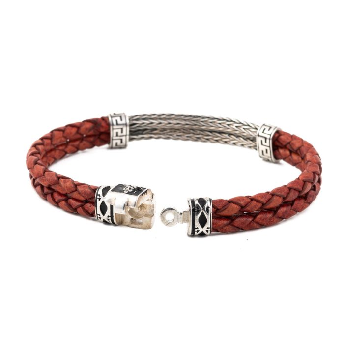 Greek Key Leather Bracelet - Image 5