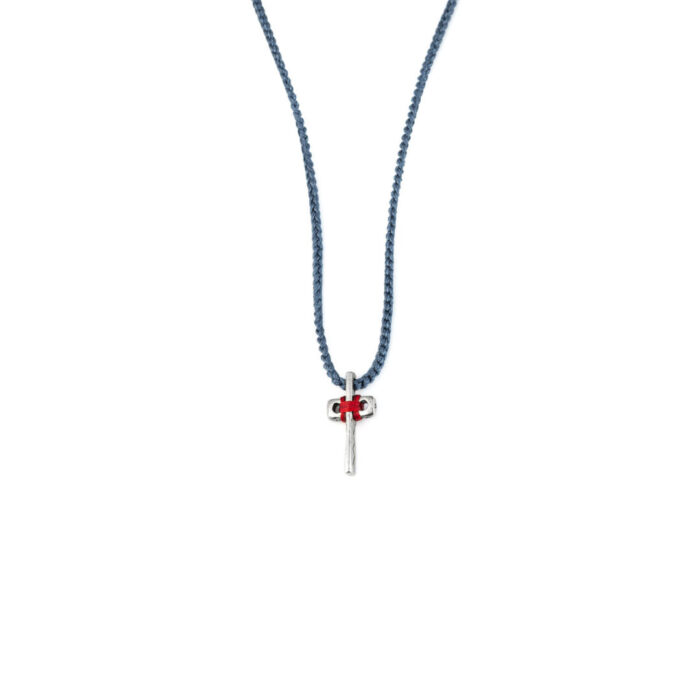 Babylonia Necklace Cross Blue Jean - 935 Sterling Silver - Image 1