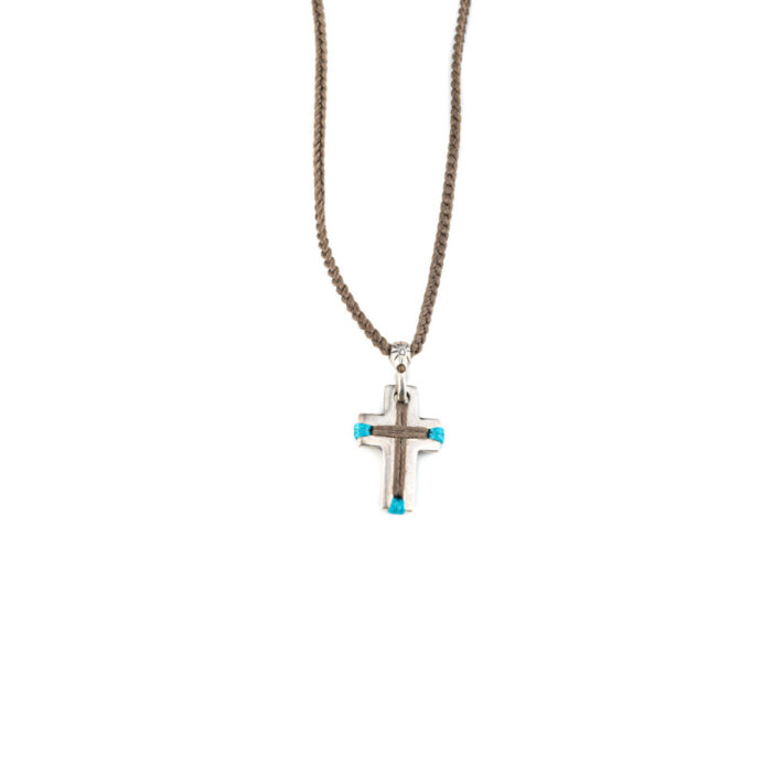 Babylonia Necklace Cross Brown - 935 Sterling Silver - Image 1
