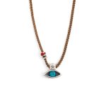 Babylonia Necklace Evil Eye Brown - Sterling Silver