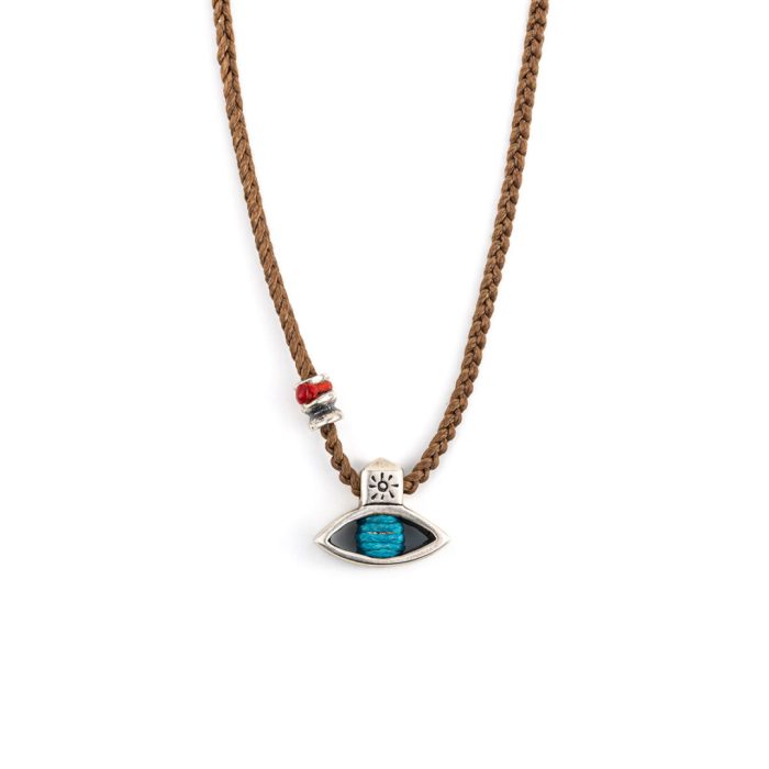 Babylonia Necklace Evil Eye Brown - Sterling Silver - Image 1