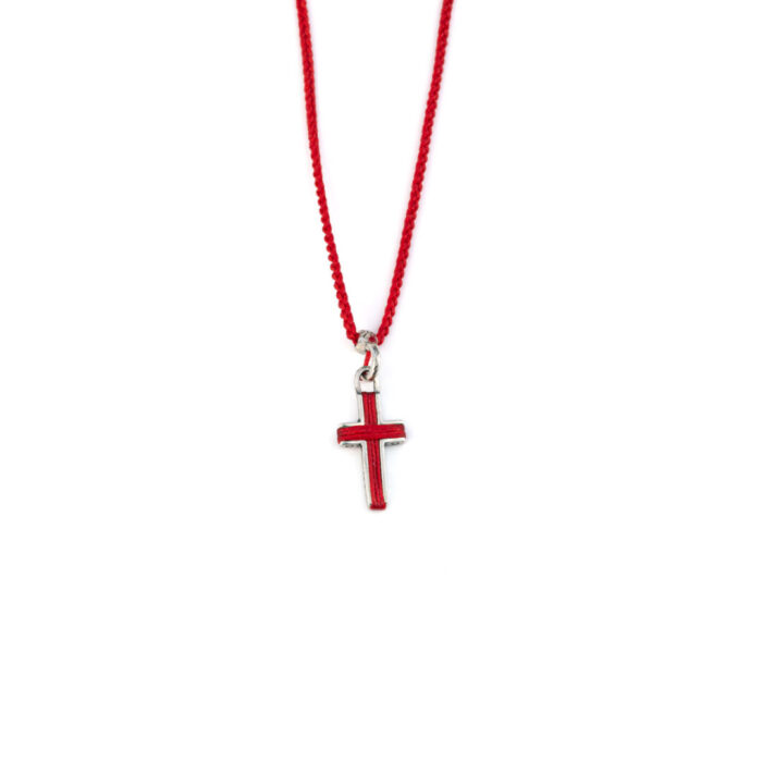 Babylonia Necklace Cross Red - 935 Sterling Silver - Image 1