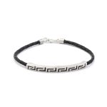 Meander Thin Leather Bracelet - 925 Sterling Silver - Image 3