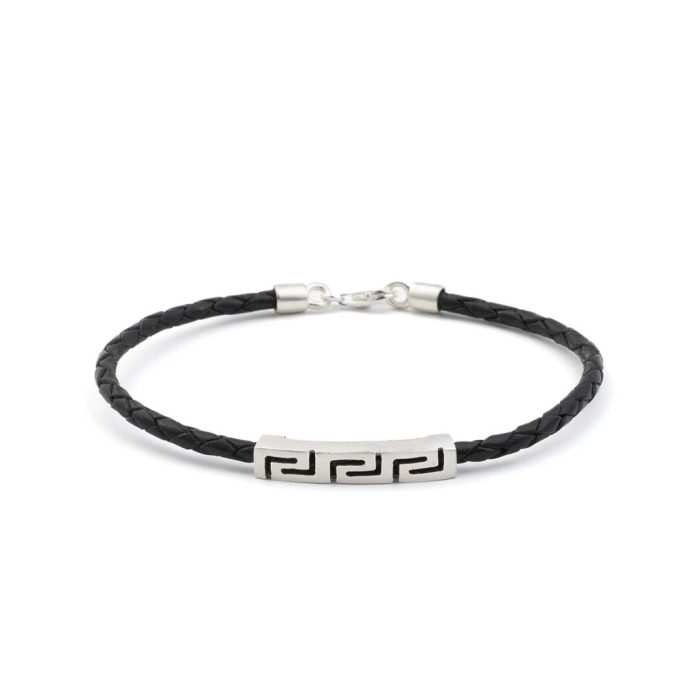 Meander Thin Caoutsouk Bracelet - 925 Sterling Silver - Image 5