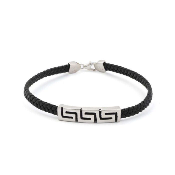 Meandros Leather Bracelet - Sterling Silver - Image 3