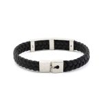 Greek Key Large Leather Bracelet - 925 Sterling Silver - Image 5