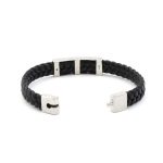 Greek Key Large Leather Bracelet - 925 Sterling Silver - Image 3