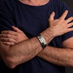 Greek Key Large Leather Bracelet - 925 Sterling Silver - Image 2