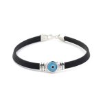 Evil Eye Rubber Bracelet - Sterling Silver - Image 3